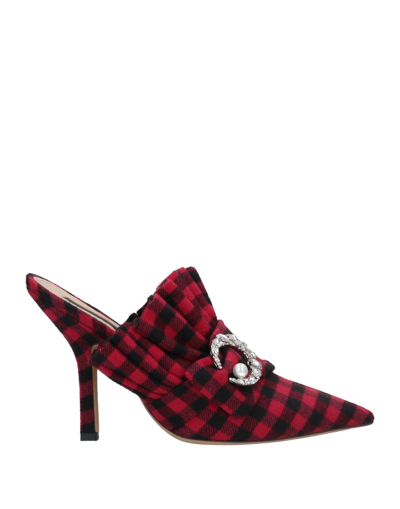 Midnight 00 Checked Mules In Red