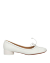 Mm6 Maison Margiela Square-toe Leather Ballerina Shoes In White
