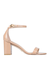 Stuart Weitzman Simplecurve 50mm Leather Sandals In Beige