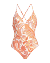 Etro Liquid Paisely Beach One-piece Swimsuit In Orange