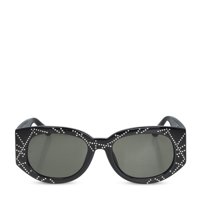 Linda Farrow + Sara Shakeel Debbie D-frame Embellished Acetate Sunglasses In Black