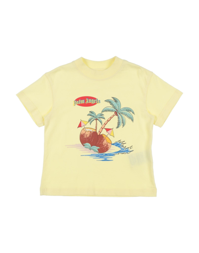 Palm Angels Kids' T-shirts In Yellow