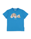 Palm Angels Kids' T-shirts In Azure