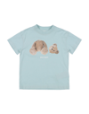 Palm Angels Kids' T-shirts In Sky Blue
