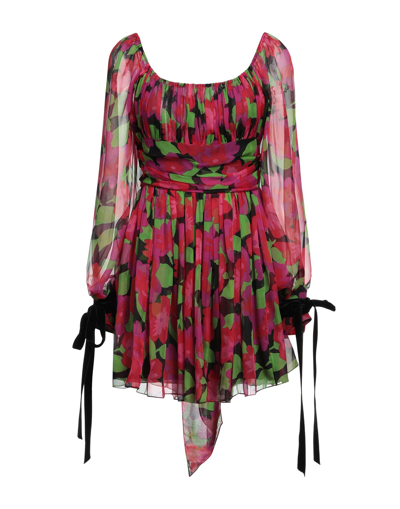 Saint Laurent Printed Silk Mini Dress In Red