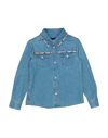 DOLCE & GABBANA DOLCE & GABBANA TODDLER GIRL DENIM SHIRT BLUE SIZE 7 COTTON, ELASTANE, BRASS, CRYSTAL