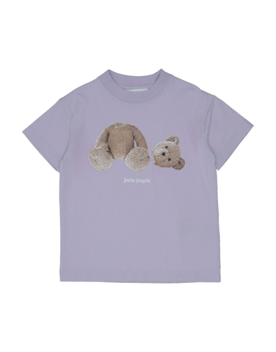Palm Angels Kids' T-shirts In Purple