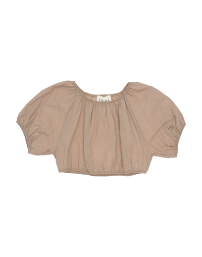 Douuod Babies'  Toddler Girl Top Taupe Size 4 Cotton In Grey