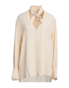 AGLINI AGLINI WOMAN TOP BEIGE SIZE 4 ACETATE, SILK