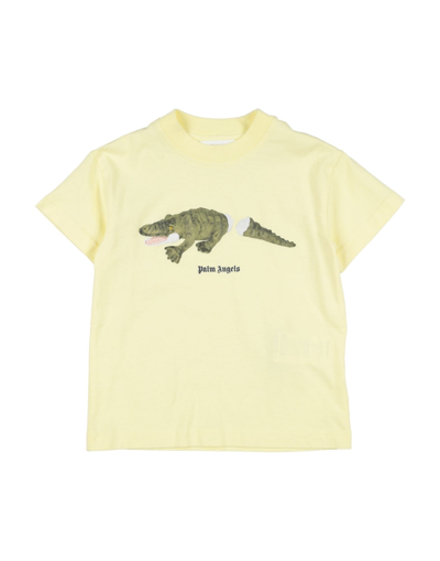 Palm Angels Kids' T-shirts In Yellow