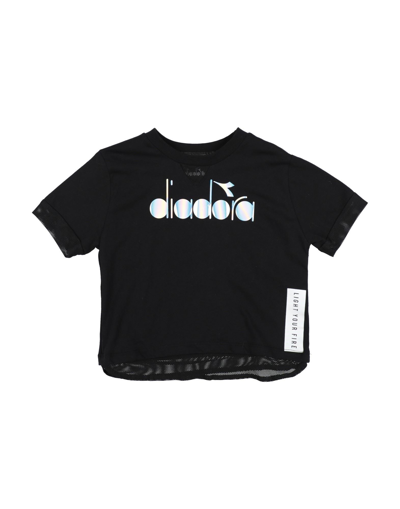 Diadora Kids' T-shirts In Black