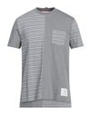 Thom Browne Striped Panel T-shirt In Grey