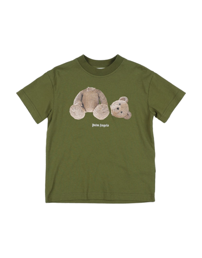 Palm Angels Kids' T-shirts In Green