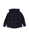 Palm Angels Kids' Boy's Checkered Logo-print Overshirt In Navy Blue/black