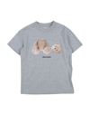 Palm Angels Kids' T-shirts In Grey