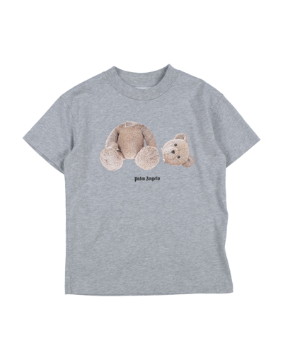 Palm Angels Kids' T-shirts In Grey