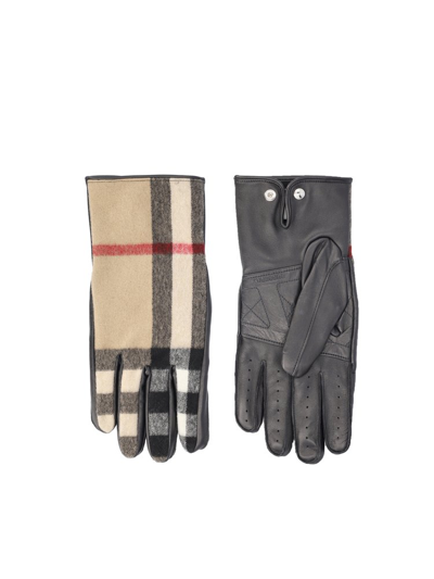 Burberry Exaggerated Check Logo Detailed Gloves In Multi