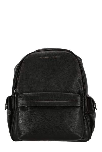Brunello Cucinelli Zipped Backpack In Black
