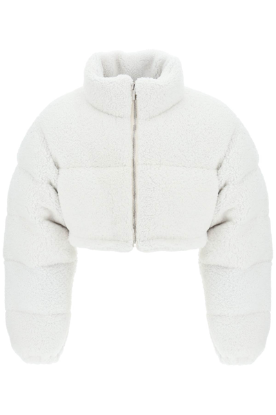 Vtmnts Cropped Shearling Puffer Jacket In White