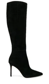 Veronica Beard Lisa Suede Stiletto Wide-calf Knee Boots In Black