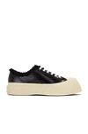 Marni Pablo Leather Low Top Sneakers In Brown