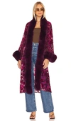 ADRIENNE LANDAU BURNOUT VELVET FAUX FUR COAT