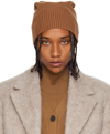 STUDIO NICHOLSON TAN RIBBED BEANIE