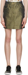 Moschino Gold Metallic Miniskirt In A1606 Fantasy Print