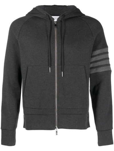 Thom Browne 4-bar Zip Up Hoodie In Grey