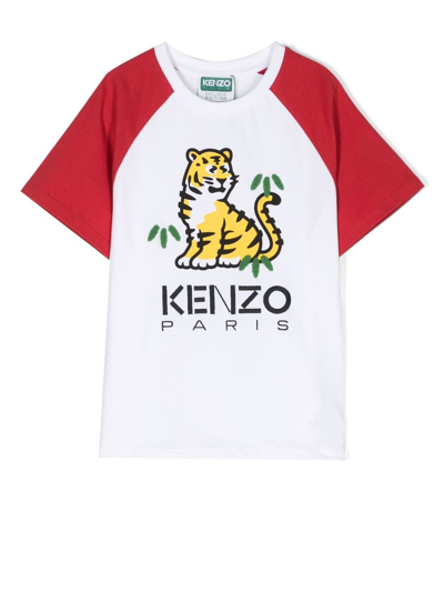 Kenzo Kids' Skate Kotora-print Cotton T-shirt In White