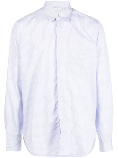 Leathersmith Of London Stripe-print Long-sleeved Shirt In Blue