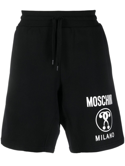 Moschino Double Question Mark Logo Sweatshorts In Black