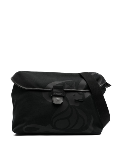 Leathersmith Of London Embossed-logo Detail Messenger Bag In Black