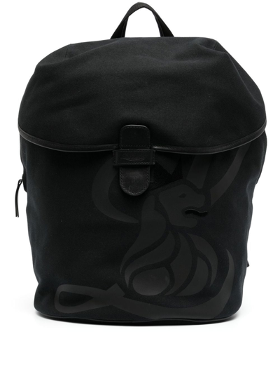 Leathersmith Of London Lion-print Detail Backpack In Black