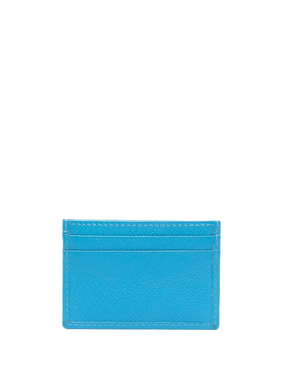 Leathersmith Of London Double-sided Leather Cardholder In Blue
