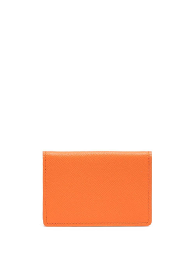 Leathersmith Of London Logo-detail Leather Card Holder In Orange