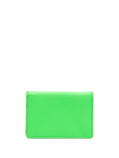Leathersmith Of London Logo-detail Leather Cardholder In Green