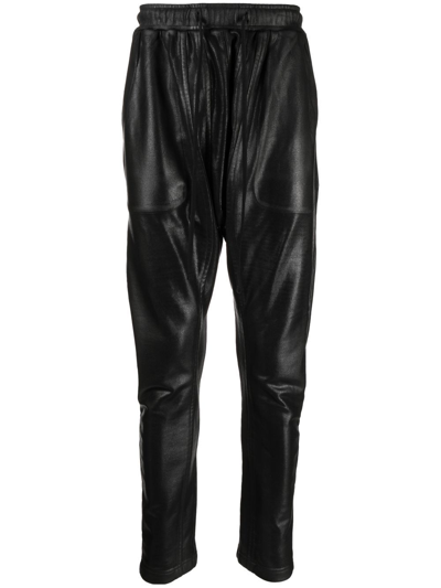 Julius Straight-leg Leather-look Trousers In Black