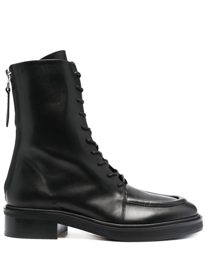 Aeyde Lace-up Leather Ankle Boots In Black