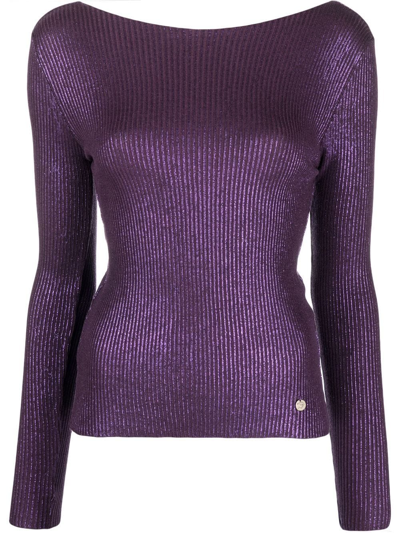 Blugirl Logo-plaque Ribbed Jumper In 紫色