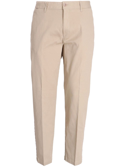Hugo Boss Pressed-crease Four-pocket Straight Trousers In Neutrals