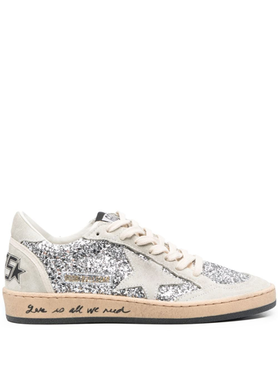 Golden Goose Ball-star Glitter Low-top Sneakers In Neutrals