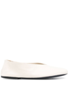 Khaite 10mm Marcy Leather Flats In Cream