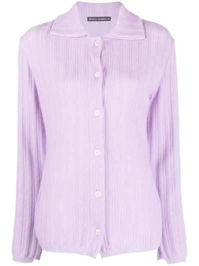 Marco Rambaldi Rib-knit Spread-collar Shirt In 紫色