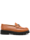 Ferragamo Rolo Lug Leather & Shearling Loafer In Brown