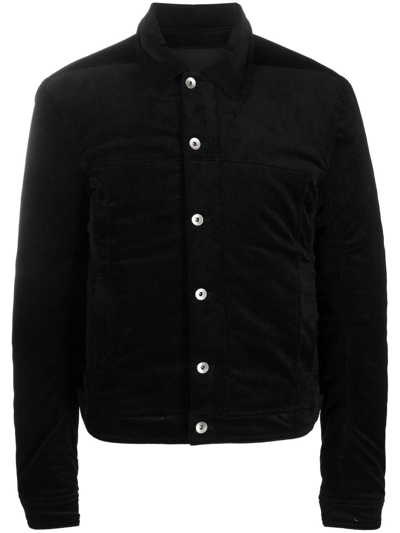 Rick Owens Drkshdw Button-down Corduroy Worker Jacket In Black