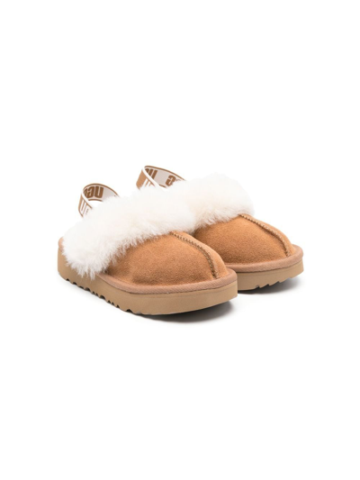 Ugg Funkette Slingback Shearling Slippers In 褐色