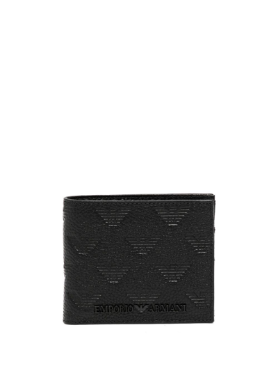 Emporio Armani Debossed-logo Wallet In 黑色