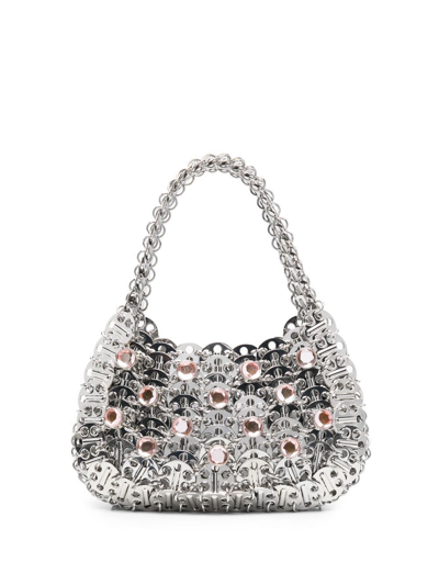 Paco Rabanne 1969 Moon Small Metal Shoulder Bag In Silver