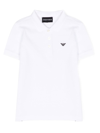 Emporio Armani Logo-embossed Cotton Polo Shirt In 白色